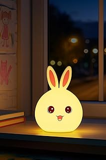 Rabbit Bunny Night Light for Kids,Nursery 7-Color Changing Lamp