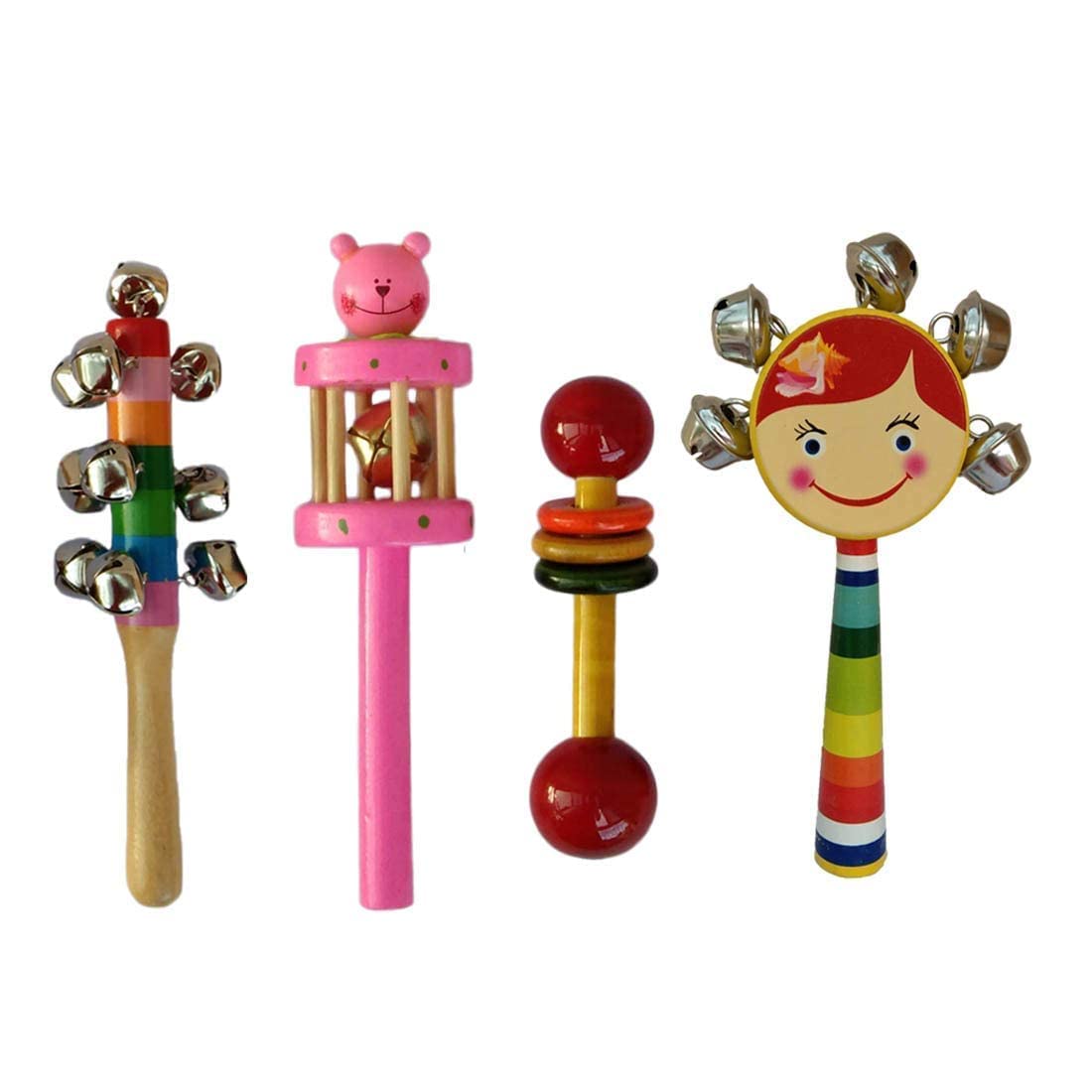 Wooden Rattle pack of 4